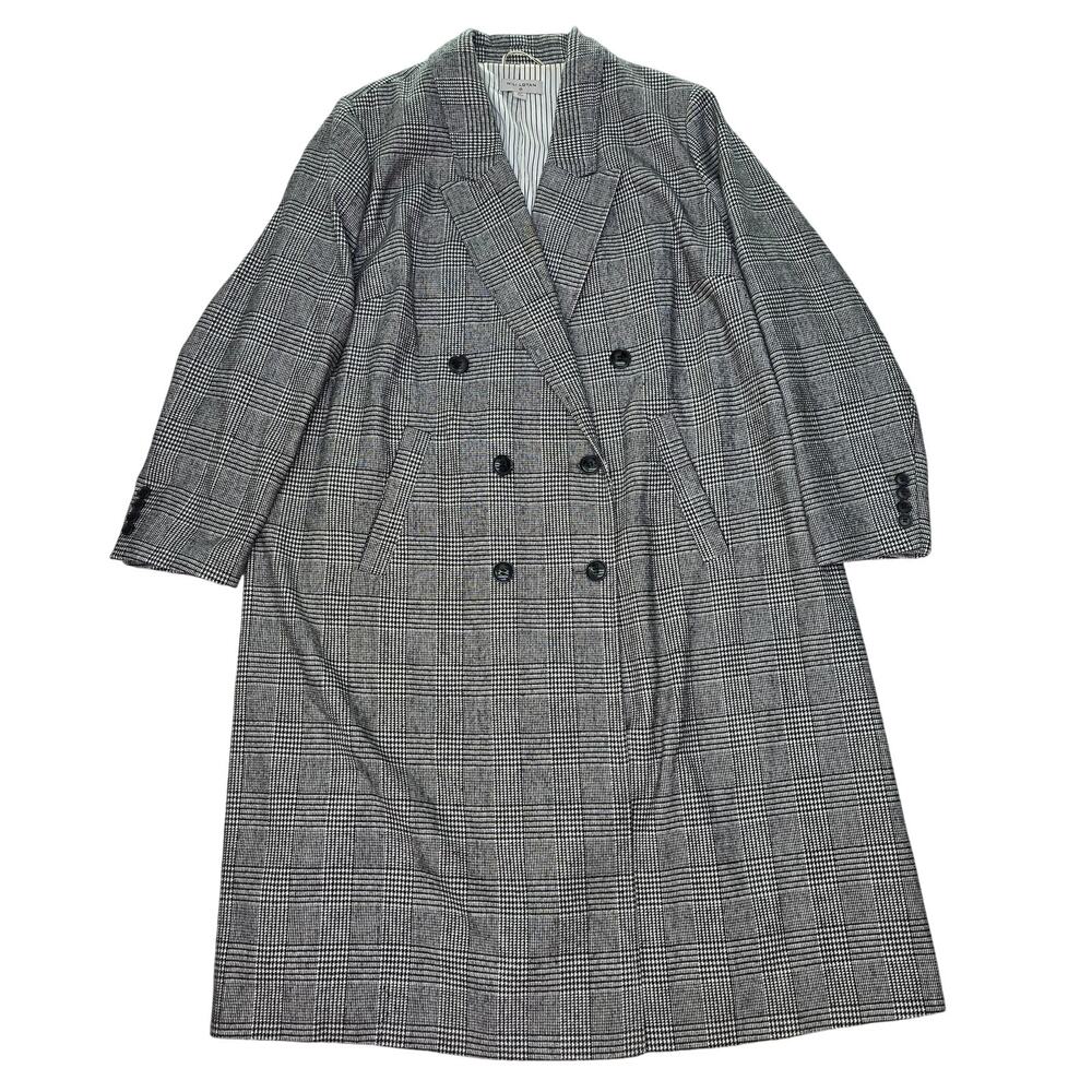 Nili Lotan Black & White Glen Plaid Double-Breasted Trench Coat